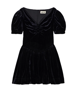 Gathered Velvet Mini Dress