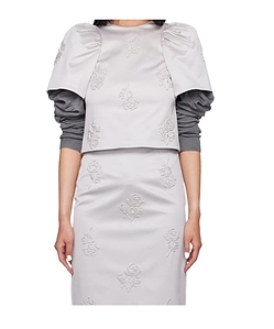 Gray Puff Sleeve Blouse