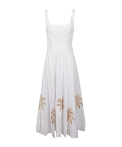 Staud Wells Embroidered Midi Dress