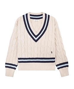 Cable Knit V-Neck Sweater