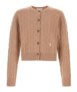 Sporty & Rich Logo Embroidered Crewneck Cardigan