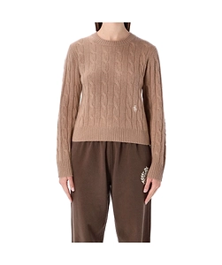 Sporty & Rich Cable-Knit Cropped Sweater