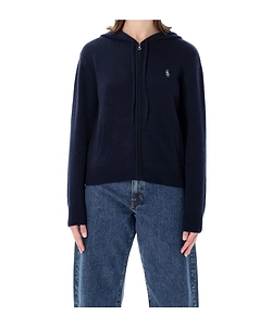 Sporty & Rich Src Logo Embroidered Knitted Zipped Hoodie