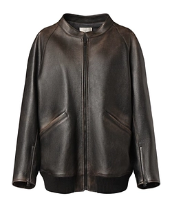 Long-Sleeved Leather Jacket