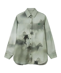 Stella Mccartney Horse Printed Curved Hem Shirt
