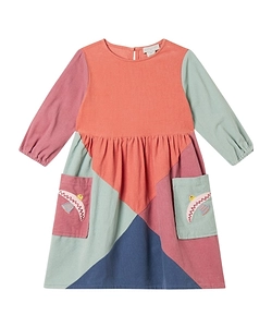 Stella Mccartney Kids Colour-Block Embroidered-Motif Crewneck Dress