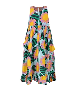 Stella Mccartney Kids Floral Printed Ruffled Sleeveless Dress