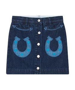 Stella Mccartney Kids Horse Patch Straight Hem Denim Skirt