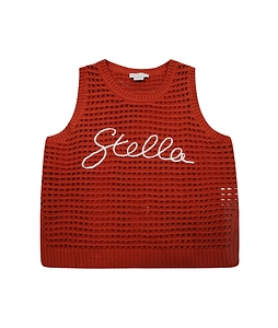 Stella Mccartney Kids Logo Embroidered Open-Knit Top