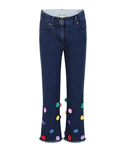 Stella Mccartney Kids Pom Poms Detailed Frayed-Edge Jeans