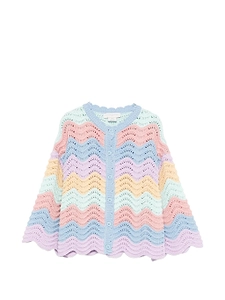 Stella Mccartney Kids Wavy Pattern Scalloped Cardigan
