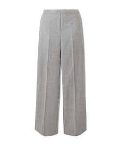 Pleated Wool Wide-Leg Casual Pants