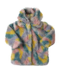 Tie-Dyed Artificial Fur Coat