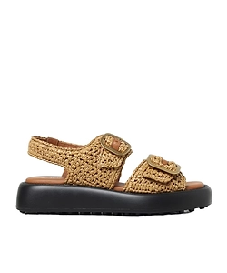 Knitted Buckle Flat Sandals