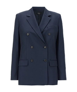 Theory Double-Breasted Straight Hem Blazer