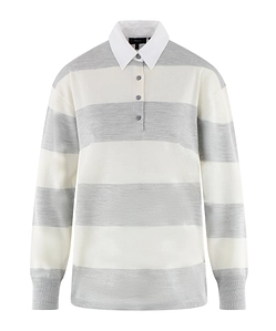 Theory Long Sleeved Striped Polo Top