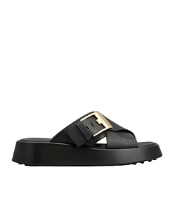 Tod's Buckled Cross-Strap Slides