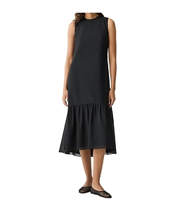 Tie-Neck Midi Dress In Lightweight Wool
