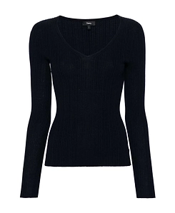 V-Neck Rib Knit Top
