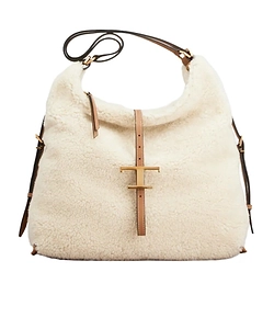 Tod's T Plaque Shearling Tote Bag
