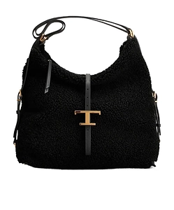 Tod's T Plaque Shearling Tote Bag