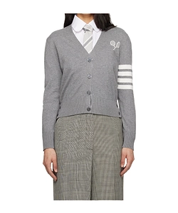 4-Bar V-Neck Knit Cardigan