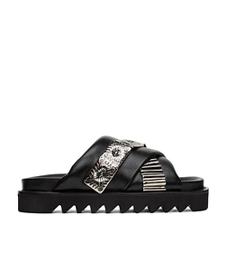 Black Cross-Strap Sandals