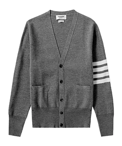 Four-Stripe Wool Knitted Cardigan