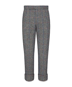 Herringbone-Check Cuffed Trousers