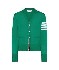 Merino Wool 4-Bar Classic V-Neck Cardigan