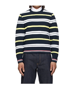Multicolored Striped Crew Neck Knit Sweater