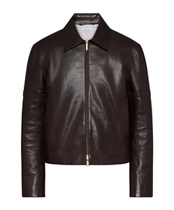 Long-Sleeved Lapel Leather Jacket