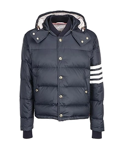 Thom Browne 4-Bar Hooded Buttoned Jacket