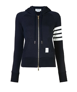 Thom Browne 4-Bar Striped Zip-Up Hoodie