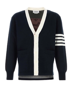 Thom Browne Crest Intarsia V-Neck Cardigan