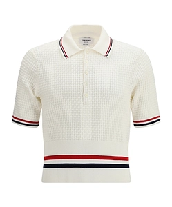 Thom Browne Float Ripple Stitch Rwb Stripe Polo Shirt