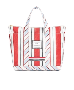Thom Browne Logo Patch Striped Tote Bag