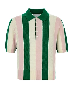 Thom Browne Shadow Striped Knit Polo Shirt