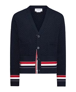 V-Neck Stripe-Detailed Cardigan