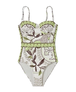 Tory Burch Printed Belted One-Piece Swimsuit