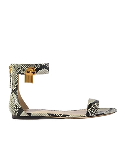 Snake-Print Leather Sandals