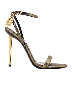 Tom Ford Hammered-Effect Padlock Pointy Sandals