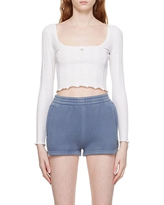 Pointelle-Knit Cropped Top