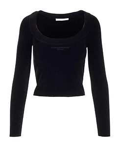 Scoop-Neck Cropped Knit Top