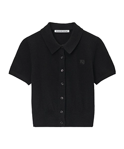 T By Alexander Wang Logo Embroidered Cropped Polo Shirt