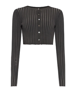 T By Alexander Wang Logo Embroidered Cropped Cardigan