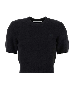 T By Alexander Wang Logo Embroidered Cropped Top