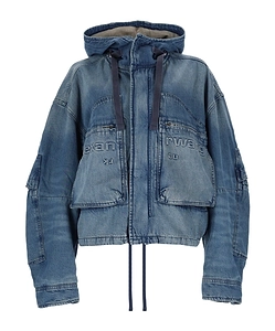 T By Alexander Wang Logo Hooded Denim Jacket