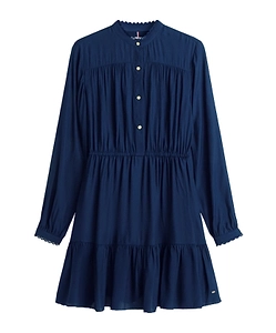 Diamond Flag Jacquard Tiered Mini Dress