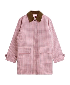 Water Repellent Check Oversized 2-In-1 Coat